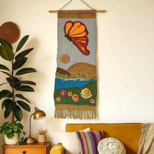 Vintage 1970s Butterfly Wall Hanging