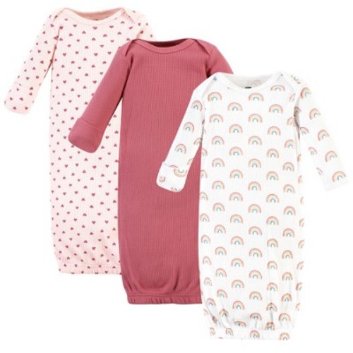 Hudson Baby Infant Girl Thermal Gown 3pk, Creative Rainbows, Size: 0-6 months