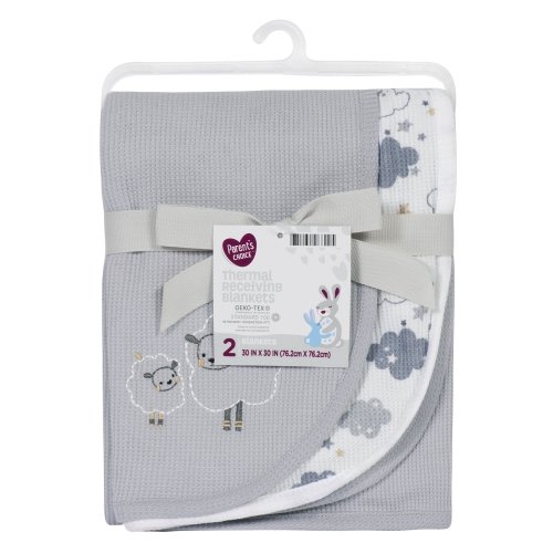 Parent's Choice Thermal Receiving Blankets, Gray Sheep, 2 Pack