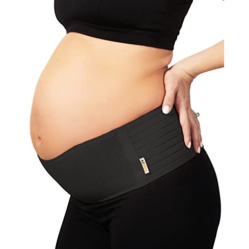 AZMED Maternity Belly Band for Pregnant Women - Pregnancy Belly Band for Abdomen Pelvic Waist Back Support - Adjustable Belly Support Bands for Pregnant Women - Maternity Belt Fits Up to 46" - Black