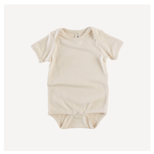 short sleeve lap neck bodysuit | oatmeal | modal skinny rib