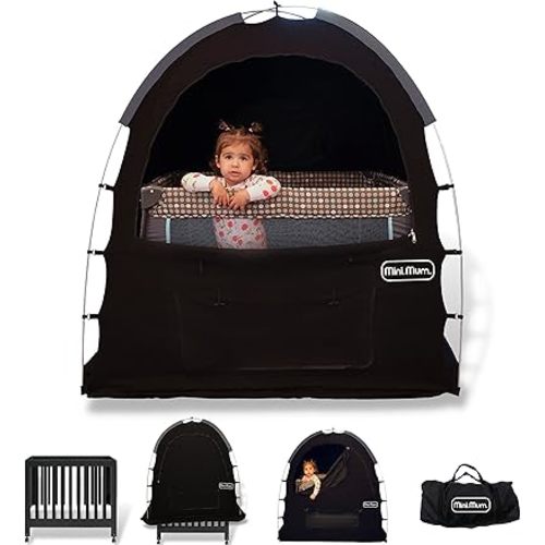 Mini.Mum. Portable Sleep Tent, Blackout Canopy, Pack n Play Cover, Blackout Tent for Infant with Monitor Pouch and Zipper, Travel Crib Canopy, Blackout Cover, Breathable Tent Cover, Baby Sleep Tent