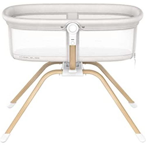 ANGELBLISS 3 in 1 Rocking Bassinet & Baby Bassinet Bedside Crib, One-Second Convert Travel Portable Bassinet Newborn Baby (White)