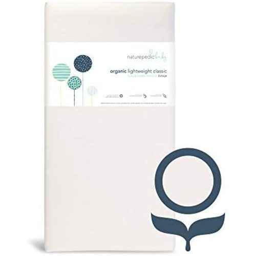 Naturepedic Organic Lightweight Classic Crib Mattress, 2-Stage Natural Mattress for Baby and Toddler Bed, Non-Toxic, 52" x 28"