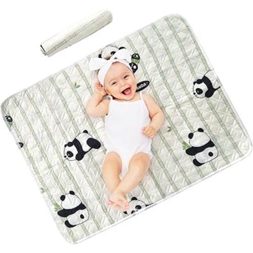 70x90cm Extra Large Waterproof Changing Pad - Washable Reusable Diaper Mat for Infants & Toddlers, Non-Slip Portable Bed Pad for Nighttime & Travel (Black, 70 * 90CM)