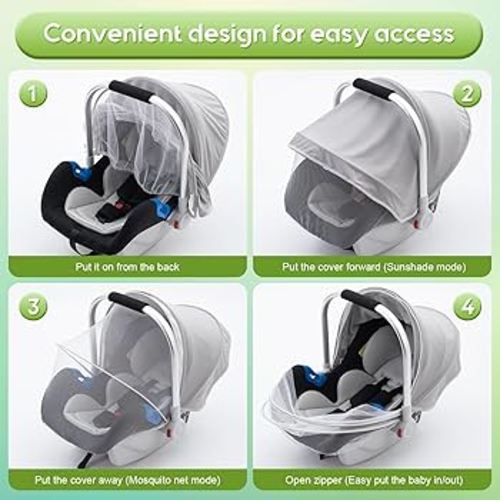 Amazon.com: Baby Mosquito Net for Car Seat, 2 in 1 Baby Car Seat Cover with UV Protection Sunshade, Summer Carseat Cover Canopy with Two-Way Zipper, Universal Bug Net for Doona Stroller : Baby