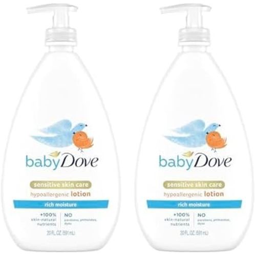 Baby Dove Sensitive Skin Care Body Lotion For Delicate Baby Skin Rich Moisture With 24-Hour Moisturizer, 20 fl oz (Package May Vary) (Pack of 2)
