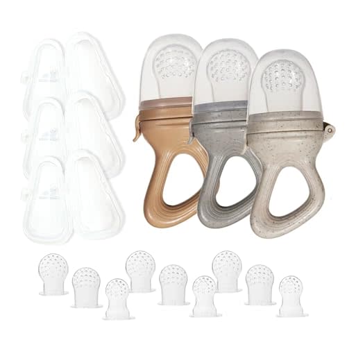 Mom & Tikes Baby Feeder (3-Pack) | 15 Piece Set | for Soothing Teething and Feeding Solid Foods | for Babies Infants Toddlers | Value Pack | Includes 3 to-Go Travel Containers