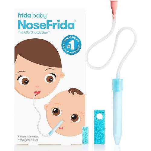 Frida Baby Saline Kit, Includes NoseFrida Nasal Aspirator for Baby, Baby Nose Sucker, Saline Nasal Spray for Babies with 10 Extra Hygiene Filters, Nasal Spray Decongestant, 0.68 fl oz