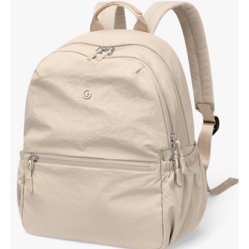 GOLF SUPAGS 13L Mini Backpack Lightweight Nylon Daypack for Women, Small City Pack, Versatile Ladies Backpack for Shopping & Travel, Light Apricot