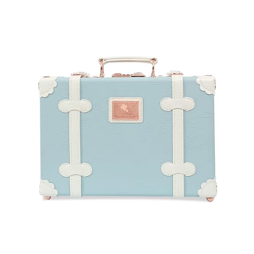 Unitravel Baby Keepsake Case, 13" Handmade Memory Storage Box, Newborn Keepsake Box, Vintage Suitcase for Baby Shower, Baptism, Naming Ceremony or Birthday (blue)