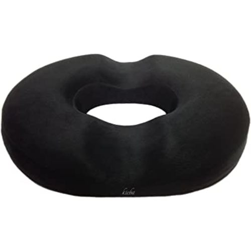 Kieba Hemorrhoid Treatment Donut Tailbone Cushion, Prostate Pillow, Pregnancy, Post Natal, Bed Sores, Coccyx, Sciatica, 18 Inches. Ultra Premium Comfort Foam (Black)