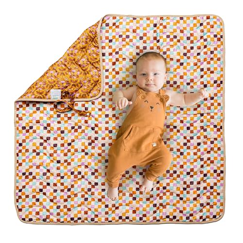 Kinder Cloth Diaper Co Adventure Play Mat - Machine Washable, Reversible, Water-Resistant, Quilted Blanket (Checkerboard, Mini 36x36)