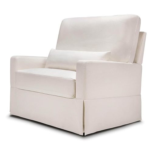 Namesake Crawford Pillowback Chair and a Half Comfort Swivel Glider in Performance Cream Eco-Weave, Water Repellent & Stain Resistant, Greenguard Gold & CertiPUR-US Certified