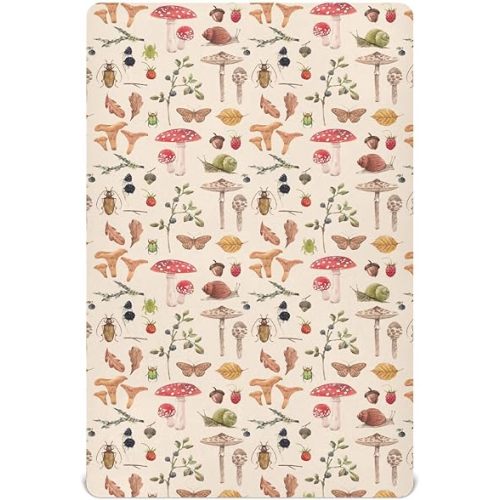 Fitted Crib Sheets for Baby Boys or Girls Soft Breathable Baby Play Yard Sheet for Standard Size Crib Mattress 52x28in Watercolor Safari Mushroom