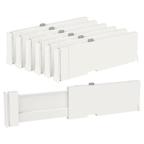 Vtopmart Drawer Dividers for Clothes 6 Pack, Adjustable 4" High Expandable from 11.6"-17" Dresser Drawer Organizer, Plastic Drawers Separators for Dresser, Baby Clothes, Kitchen and Office Storage