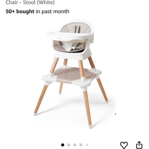 5-in-1 High Chair for Baby & Toddler - Convertible Baby Dining Seat - Portable Floor/Booster Seat - Adjustable Tray w. Cover - 5-Point Harness - Building Block Table & Chair - Stool (White)