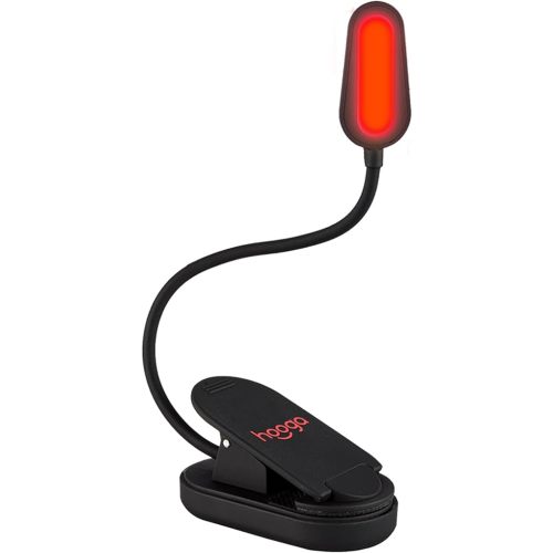 hooga Red Book Light, Rechargeable Clip On 625nm LED Light for Reading in Bed. No Blue Light Emitted, Eye Care Light for Strain-Free, Healthy Eyes. Gift for Students, Kids, Travel, Nursing, Studying.