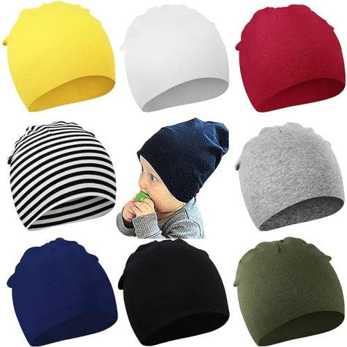 DRESHOW BQUBO 8 Pack Unisex Baby Beanie Hat Infant Toddler Kid Hats Baby Soft Cute Knit Cap Nursery Beanie - 0-6 Months - 8 Pack E