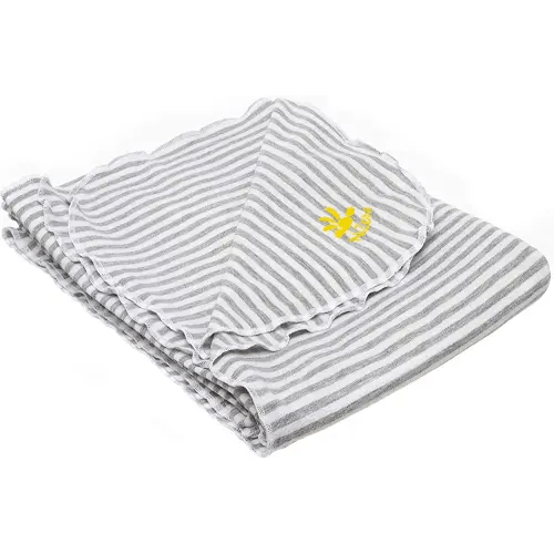 Nozone Baby Blanket, Sun Protective, Soft Rayon from Bamboo, UPF 50+ in White/Grey Stripe