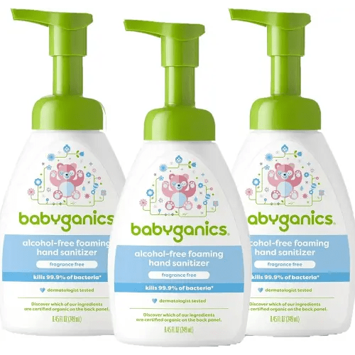 Babyganics Alcohol-Free Foaming Hand Sanitizer, Pump Bottle, Fragrance Free, 8.45 oz, 3 Pack