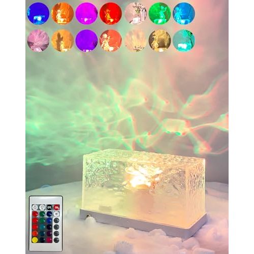 KIANDQU Ocean Wave Projector,16 Colors Night Light Lamp with Touch Control,Northern Lights Aurora Projector,3D Led Night Light,Light Projector for Living Room/Bedroom/Room Decor