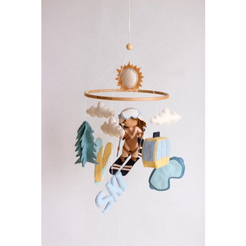 Ski baby mobile, snowboard mobile, skier baby mobile, winter mountain mobile