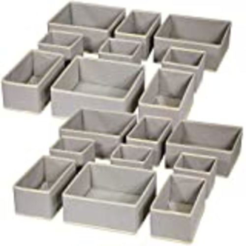 DIOMMELL 12 Pack Foldable Cloth Storage Box Closet Dresser Drawer Organizer Fabric Baskets Bins Containers Divider for Baby Clothes Underwear Bras Socks Lingerie Clothing,Grey 444 : Home & Kitchen