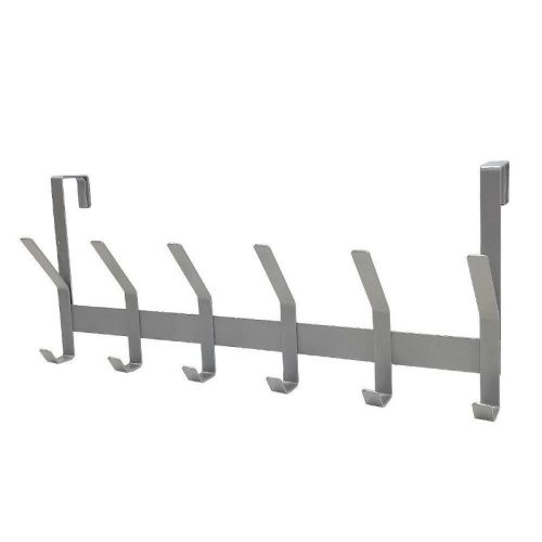 Heavy Duty Over The Door 6 Hooks Rail Matte Gray - Brightroom™: Steel Door Hanger Rack, Powder-coated Finish, No Assembly