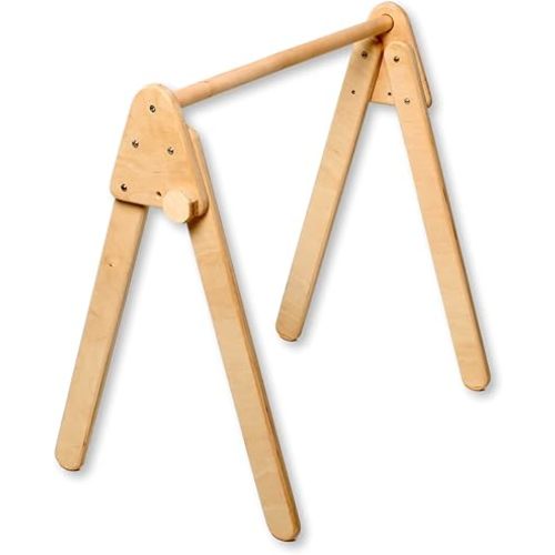 Wooden Baby Gym | Foldable Montessori Play Gym for Newborns 1-6 Months | Organic Cotton & Birch Wood | Eco-Friendly, Travel-Friendly, Easy Assembly, No Harmful Chemicals (No Toys)