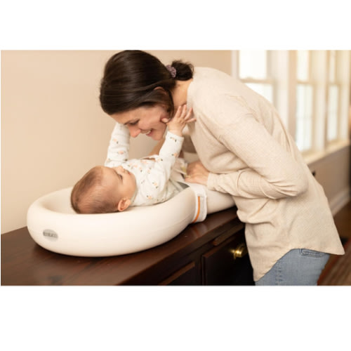 Keekaroo Peanut Changer Baby Vanilla– The Original Made in USA Easy-to-Clean Changing pad and The only Shell Over Foam, Fully Water Repellant