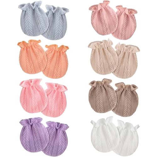Newborn Baby Mittens No Scratch Cotton Elastic Wrist Gloves Infant Toddler Mittens for Baby Boy Girl 0-6 Months