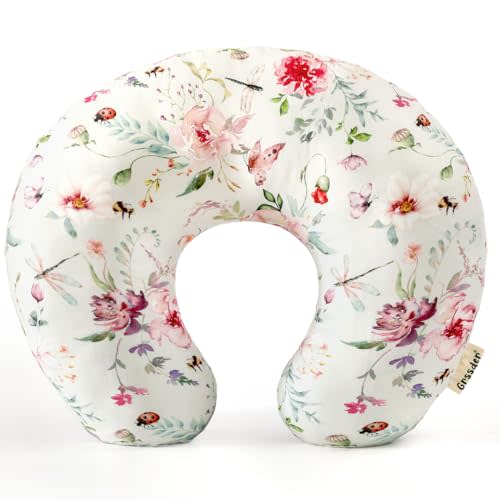 GRSSDER Nursing Pillow Cover, Stretchy Soft Minky Fabric Covers, Fit Most Nursing Support Pillows for Breastfeeding, Comfortable Safe Pillow Cover, Pretty Stylish Pattern