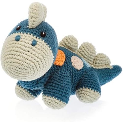 Pebble | Handmade Dinosaur - Blue | Organic Cotton | Crochet | Fair Trade | Pretend | Imaginative Play | Stegosaurus | Machine Washable