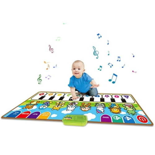 Piano Mat for Toddlers, Musical Keyboard Floor Playmat for Electronic Music Touch Play Blanket Funny Educational Toys for 1 2 3 4 5 Year Old Boy Girl Gifts