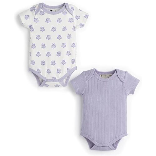 MONICA + ANDY Short Sleeve Jack & Jill Bodysuit, 100% Organic Baby Clothes for Girls & Boys, Newborn, Infant & Preemie Sizes