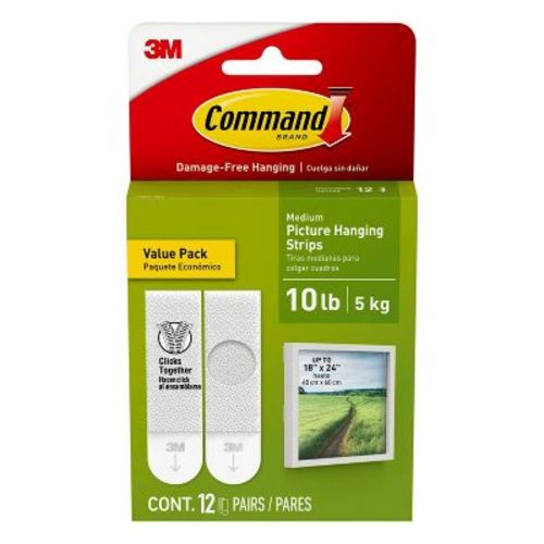 Command Large Picture Hanging Strips, Damage Free Picture Hangers, Wall Hanging Strips For Christmas Decorations, 12 Pairs