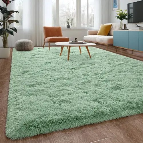 Area Rugs for Bedroom Living Room, 4x6 Sage Green Fluffy Shaggy Soft Plush Rug, Indoor Floor Carpet for Kids Room, Nursery, Dorm Home Decor Aesthetic
