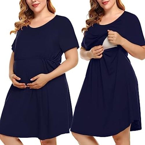 MONNURO Women's Plus Size Labor and Delivery Gown Nursing Nightgown Maternity Sleepwear Dress for Breastfeeding