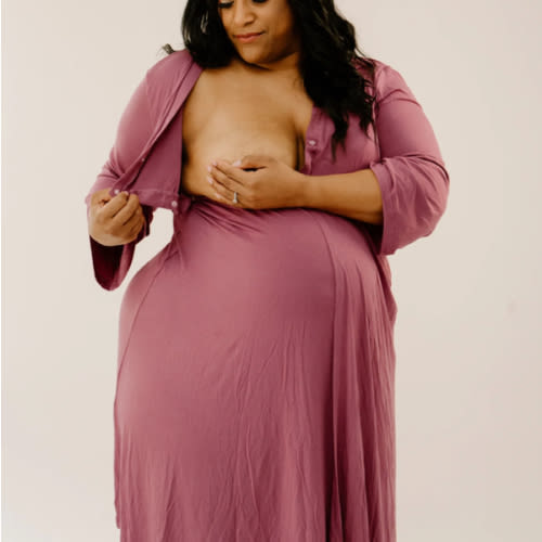 Lila Labor & Postpartum Gown in Dusty Rose
