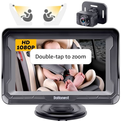 DoHonest Baby Car Camera HD 1080P - Rear-Facing Car Baby Monitor with Night Vision, Adjustable View Angle, Easy Setup, Anti-Glare Display, Safety for Kids & Infants