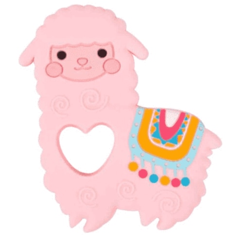 SnD Plus Animal Baby Teether – BPA-Free Silicone Teething Toy for Infants, 3–24 Months – Alpaca Pink