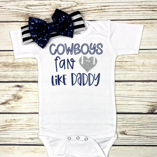 Cowboys Fan Like Daddy Football Bodysuit Outfit For Baby Girl