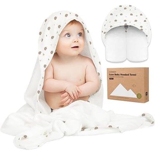 KeaBabies Hooded Baby Towel for Newborn - Viscose Derived from Bamboo Large Baby Bath Towels with Hood for Boys, Girls, Toddler, Extra Absorbent & Soft Newborn Bath Essentials (Bruce)