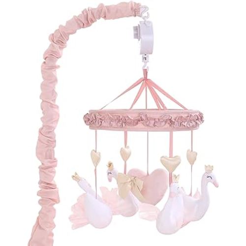 Grace Pink Swan and Hearts Musical Mobile by The Peanut Shell