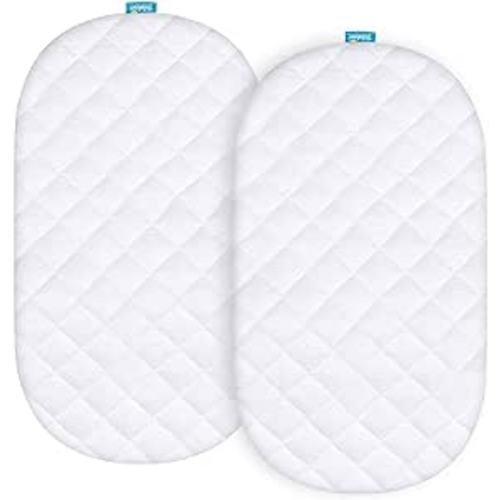 Bassinet Mattress Pad Cover Compatible with 4moms Mamaroo Sleep Bassinet, 2 Pack, Waterproof Quilted Ultra Soft Viscose Made from Bamboo Terry Surface : Baby