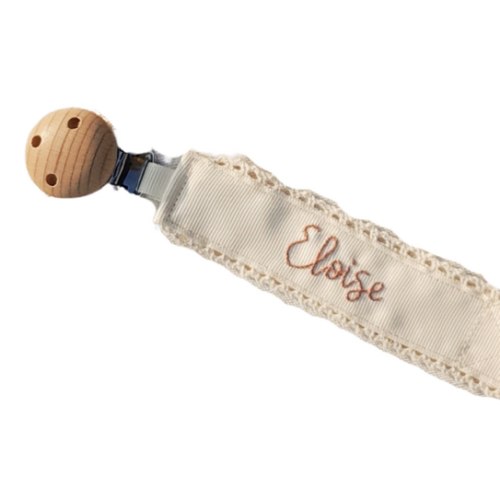 Custom hand embroidery name pacifier clip holder