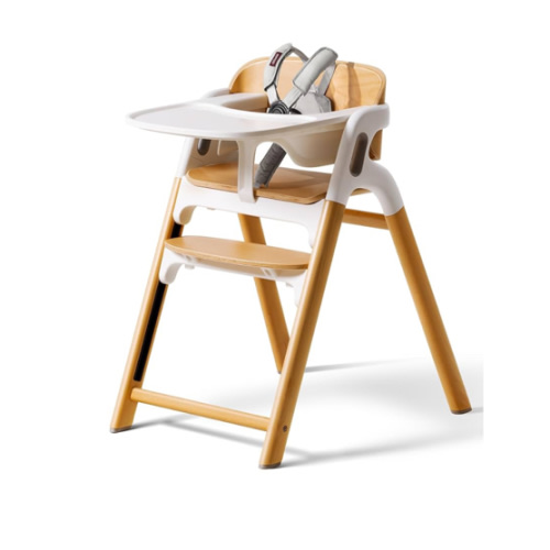 Momcozy DinerPal Wooden High Chair for Babies, Toddlers & Adults Up to 308 Lbs, Convertible Baby Highchair with Food-Grade Tray, Dishwasher-Safe, Adjustable & Ergonomic, Natural Wood