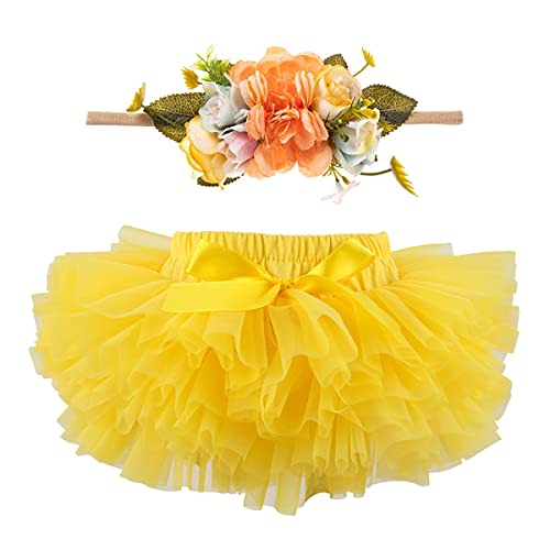 HOOLCHEAN Infant Toddler Baby Girls Super Soft Fluffy Tutu Skirt and Headband Set with Diaper Cover Bloomer