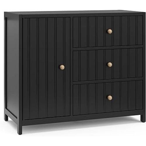 Graco Teddi Drawer Combo Dresser (Black) – GREENGUARD Gold Certified, Interlocking Drawer System, Pre-Installed Drawer Tracks for Easier Assembly, Spacious Cabinet